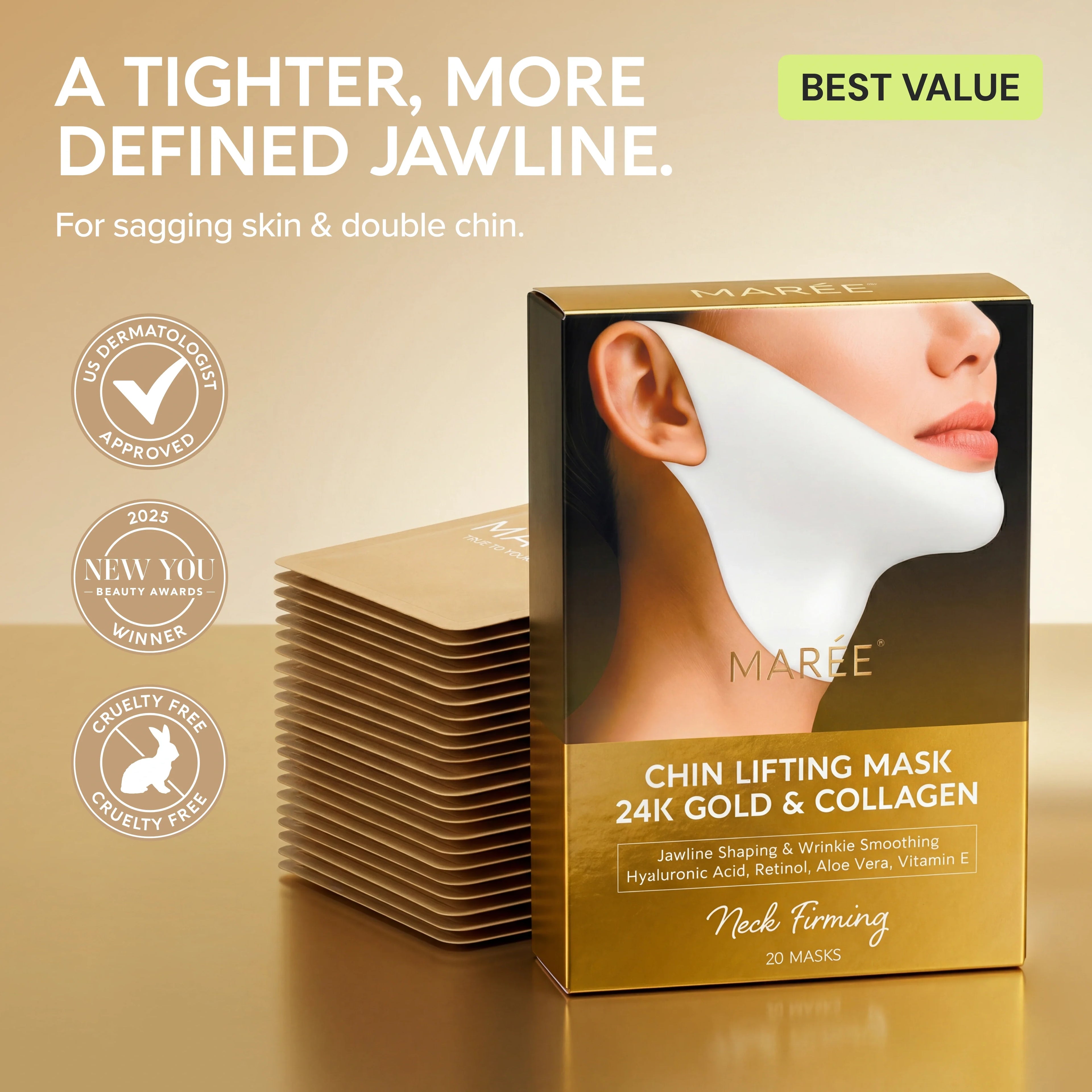 24K Gold V-Line Lifting Mask 20 PCS